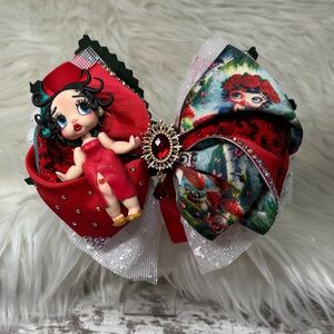 Red and White Girls Big Bow with Betty Boop
